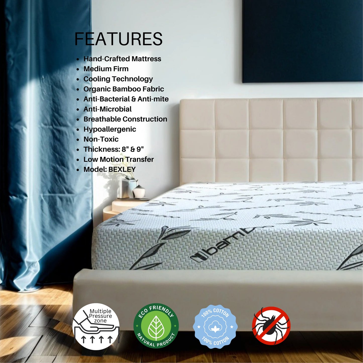 BEXLEY Hand-8-inch & 9-inch Handcrafted Mattress