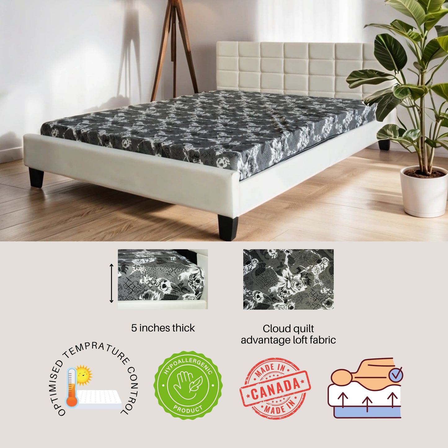 LUTTON-5 INCH, MEDIUM FIRM, FOAM MATTRESS